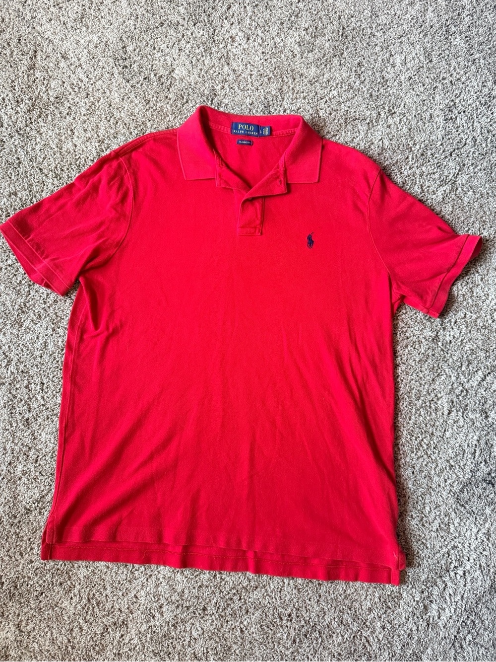 Ralph Lauren Men's Bright Red Polo with Navy Pony